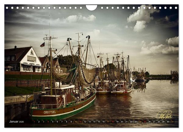 Produktbild: Ostfriesland - die alten H&auml;fen, Vintage-Style (Wandkalender 2026 DIN A4 quer), CALVENDO Monatskalender