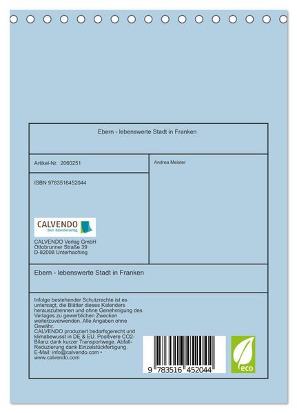 Produktbild: Ebern - lebenswerte Stadt in Franken (Tischkalender 2026 DIN A5 hoch), CALVENDO Monatskalender