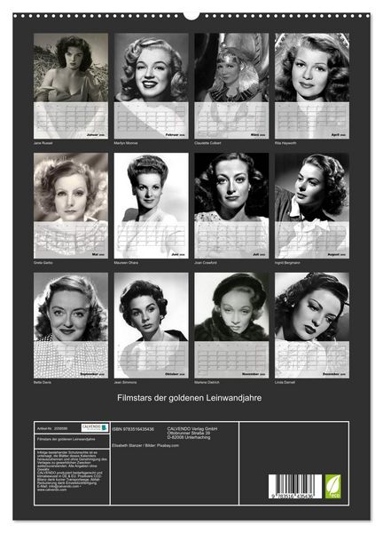Produktbild: Filmstars der goldenen Leinwandjahre (hochwertiger Premium Wandkalender 2026 DIN A2 hoch), Kunstdruck in Hochglanz