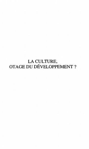 Produktbild: La culture, otage du developpement ?