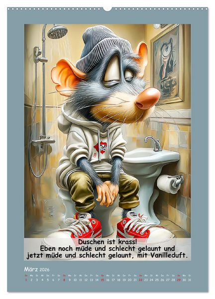 Produktbild: Rattige Jungs. Trockener, b&ouml;ser Stadtratten-Humor (Wandkalender 2026 DIN A2 hoch), CALVENDO Monatskalender