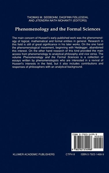 Produktbild: Phenomenology and the Formal Sciences