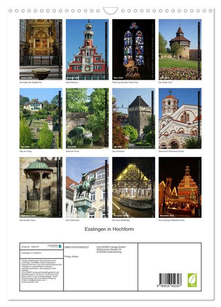 Produktbild: Esslingen in Hochform (Wandkalender 2026 DIN A3 hoch), CALVENDO Monatskalender