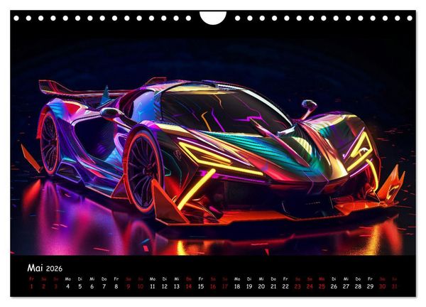 Produktbild: Futuristische Neon Cars (Wandkalender 2026 DIN A4 quer), CALVENDO Monatskalender