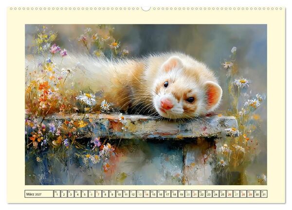 Produktbild: Frettchen. Kleine Wusel im Cottage-Garten (Wandkalender 2027 DIN A2 quer), CALVENDO Monatskalender