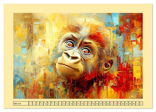 Produktbild: W&auml;chter der Stille. Beeindruckende Gorillas in moderner &Ouml;loptik (Wandkalender 2026 DIN A4 quer), CALVENDO Monatskalender