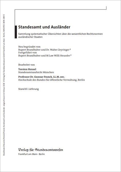 Produktbild: Standesamt und Ausl&auml;nder