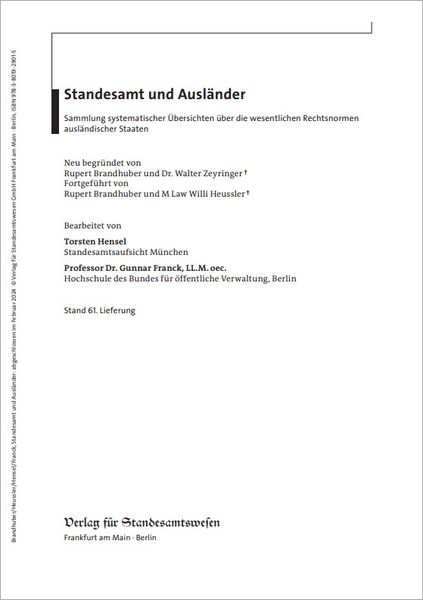 Produktbild: Standesamt und Ausl&auml;nder