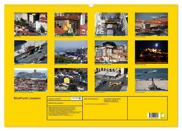 Produktbild: BlickPunkt Lissabon (Wandkalender 2026 DIN A2 quer), CALVENDO Monatskalender