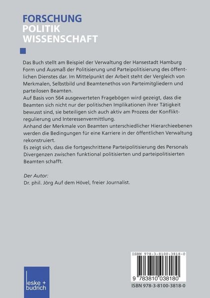 Produktbild: Politisierung der &ouml;ffentlichen Verwaltung