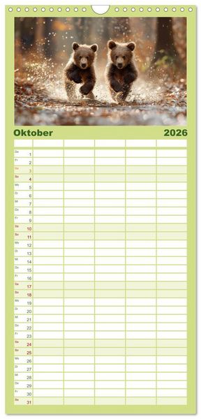 Produktbild: Familienplaner 2026 - Wildes B&auml;renland mit 5 Spalten (Wandkalender, 21 x 45 cm) CALVENDO