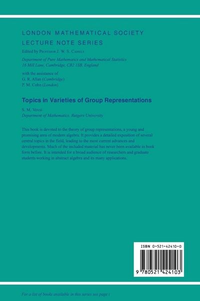 Produktbild: Topics in Varieties of Group Representations