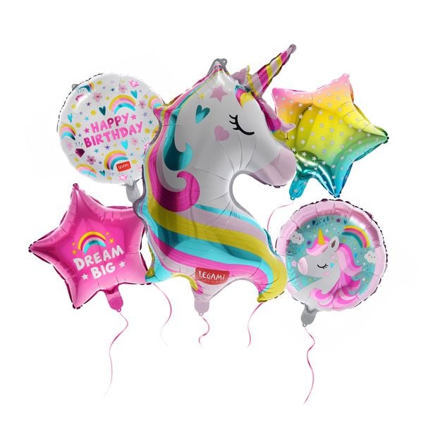 Produktbild: Legami 5er Set Partyballons - Let's Party! - Einhorn