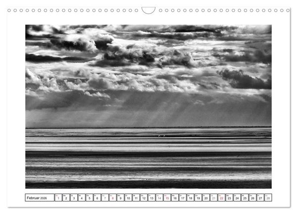 Produktbild: Am Strand von St. Peter-Ording SCHWARZ-WEISS (Wandkalender 2026 DIN A3 quer), CALVENDO Monatskalender