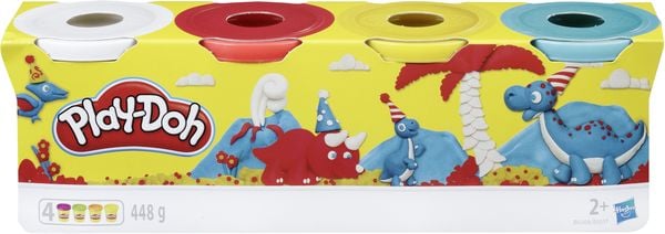 Produktbild: Hasbro B6508EL2 - Play-Doh 4er Pack Knete Grundfarben, blau/gelb/rot/wei&szlig;