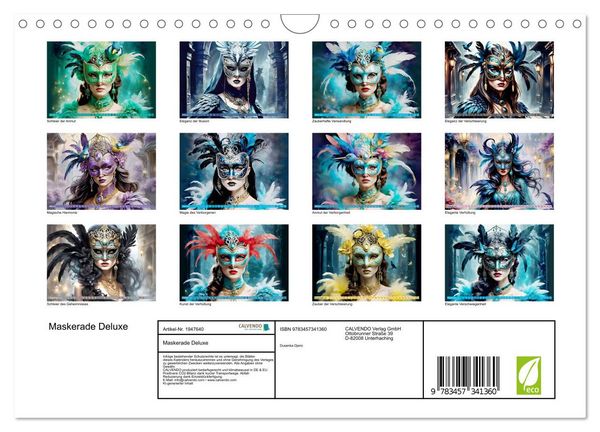 Produktbild: Maskerade Deluxe (Wandkalender 2026 DIN A4 quer), CALVENDO Monatskalender