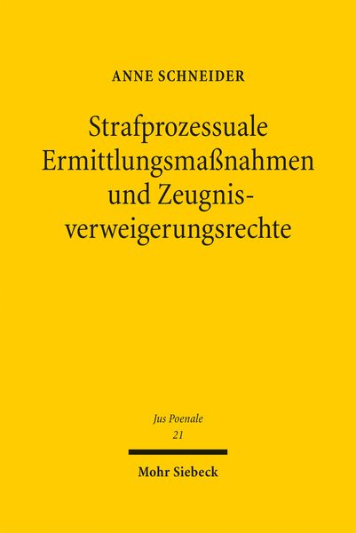 Produktbild: Strafprozessuale Ermittlungsma&szlig;nahmen und Zeugnisverweigerungsrechte