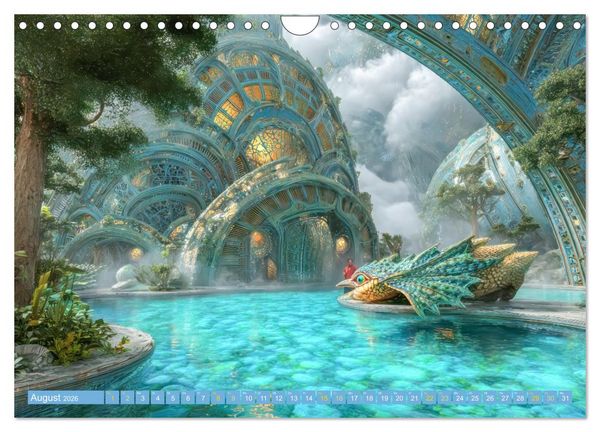 Produktbild: Fantasiekreaturen am Wasser - Biomorphe Landschaften (Wandkalender 2026 DIN A4 quer), CALVENDO Monatskalender