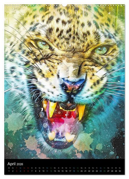 Produktbild: Raubkatzen - Artwork (hochwertiger Premium Wandkalender 2026 DIN A2 hoch), Kunstdruck in Hochglanz