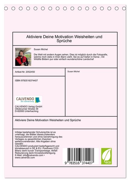 Produktbild: Aktiviere Deine Motivation Weisheiten und Spr&uuml;che (Tischkalender 2026 DIN A5 hoch), CALVENDO Monatskalender