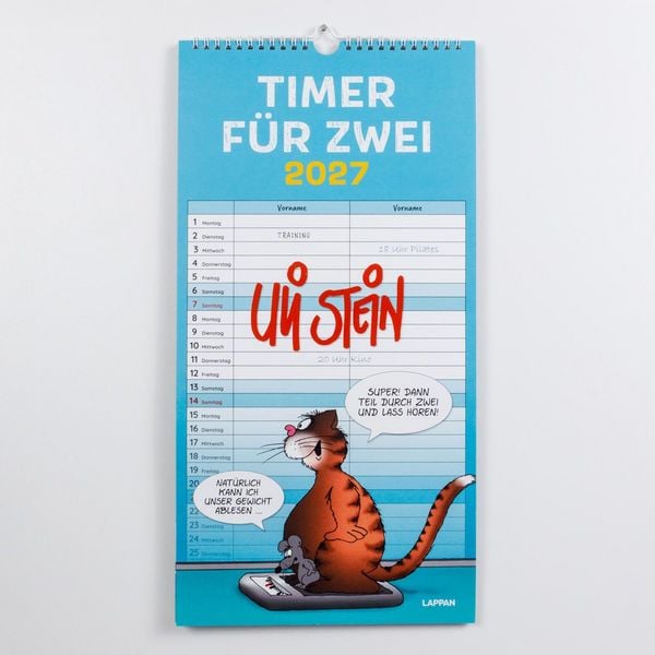 Produktbild: Uli Stein Timer f&uuml;r zwei 2027: Monatskalender f&uuml;r die Wand