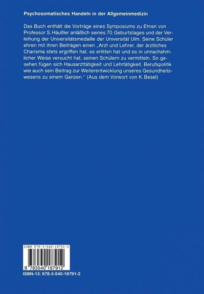 Produktbild: Psychosomatisches Handeln in der Allgemeinmedizin