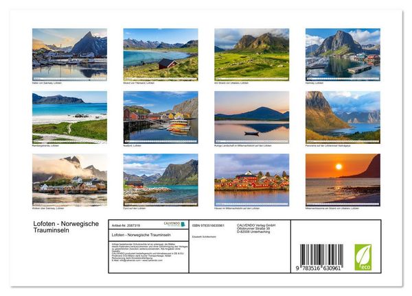 Produktbild: Lofoten - Norwegische Trauminseln (Wandkalender 2026 DIN A4 quer), CALVENDO Monatskalender