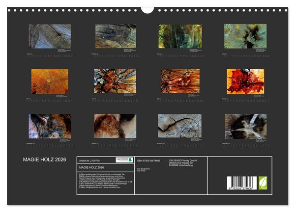 Produktbild: MAGIE HOLZ 2026 (Wandkalender 2026 DIN A3 quer), CALVENDO Monatskalender