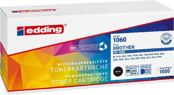 Produktbild: Edding Tonerkassette ersetzt Brother TN-1050 Kompatibel Schwarz 1000 Seiten EDD-1060