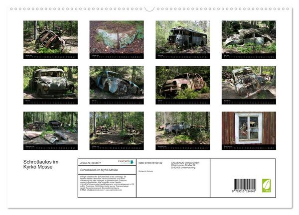 Produktbild: Schrottautos im Kyrk&ouml; Mosse (hochwertiger Premium Wandkalender 2026 DIN A2 quer), Kunstdruck in Hochglanz