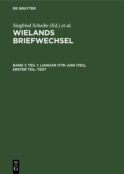 Produktbild: (Januar 1778-Juni 1782), Erster Teil: Text