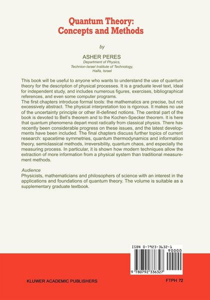 Produktbild: Quantum Theory: Concepts and Methods
