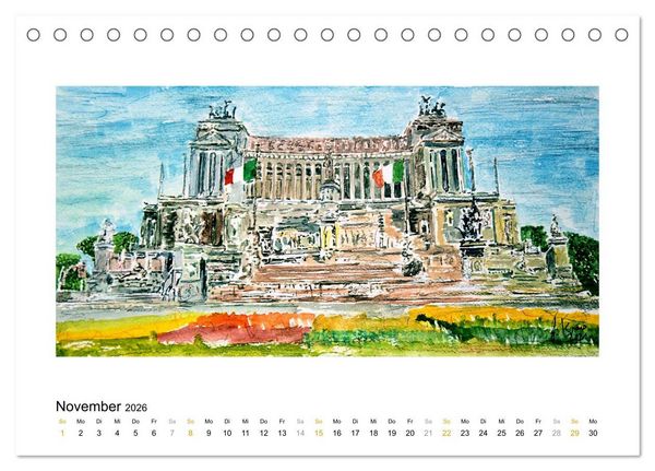 Produktbild: ROM In stillen Aquarellen (Tischkalender 2026 DIN A5 quer), CALVENDO Monatskalender