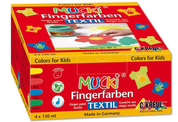 Hobby Line MUCKI Fingerfarbe Textil 4er Set