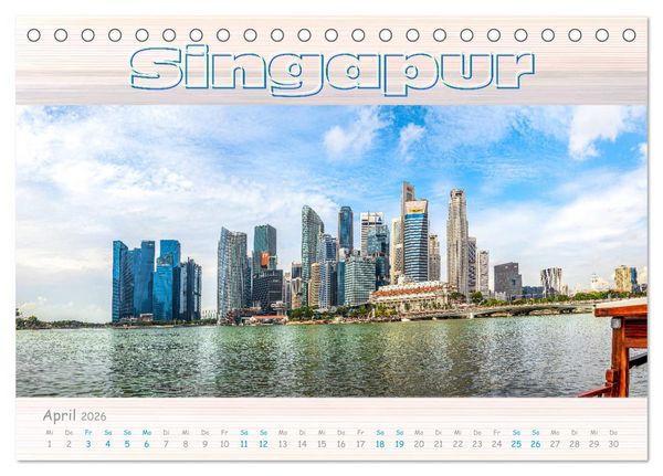 Produktbild: Singapur als Panorama (Tischkalender 2026 DIN A5 quer), CALVENDO Monatskalender