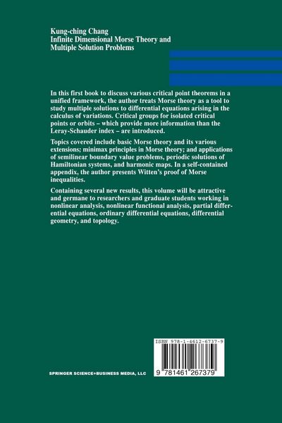 Produktbild: Infinite Dimensional Morse Theory and Multiple Solution Problems