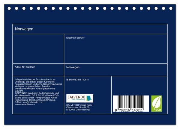 Produktbild: Norwegen (Tischkalender 2026 DIN A5 quer), CALVENDO Monatskalender