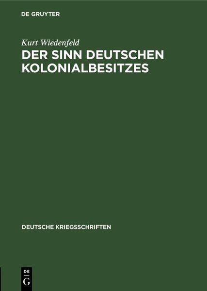 Produktbild: Der Sinn deutschen Kolonialbesitzes