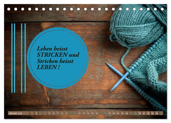 Produktbild: WOLLE Stricken ist eine Passion (Tischkalender 2026 DIN A5 quer), CALVENDO Monatskalender