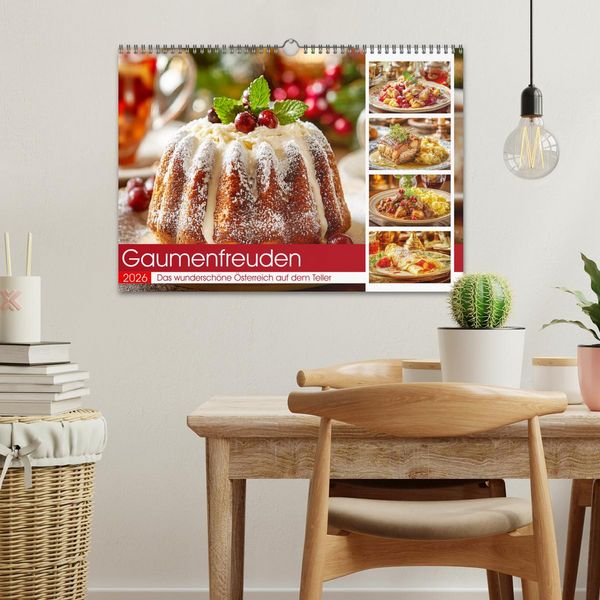 Produktbild: Gaumenfreuden. Das wundersch&ouml;ne &Ouml;sterreich auf dem Teller (Wandkalender 2026 DIN A3 quer), CALVENDO Monatskalender