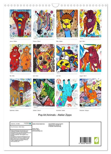 Produktbild: Pop Art Animals - Atelier Zippo (Wandkalender 2026 DIN A3 hoch), CALVENDO Monatskalender