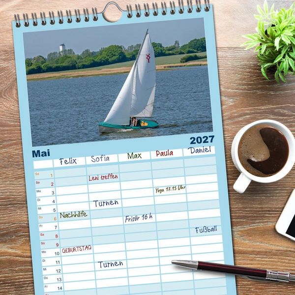 Produktbild: Familienplaner 2027 - Segelboote - Eleganz in Vollendung mit 5 Spalten (Wandkalender, 21 x 45 cm) CALVENDO