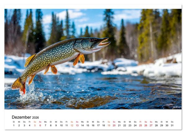 Produktbild: Jagd auf den Hecht (Wandkalender 2026 DIN A2 quer), CALVENDO Monatskalender