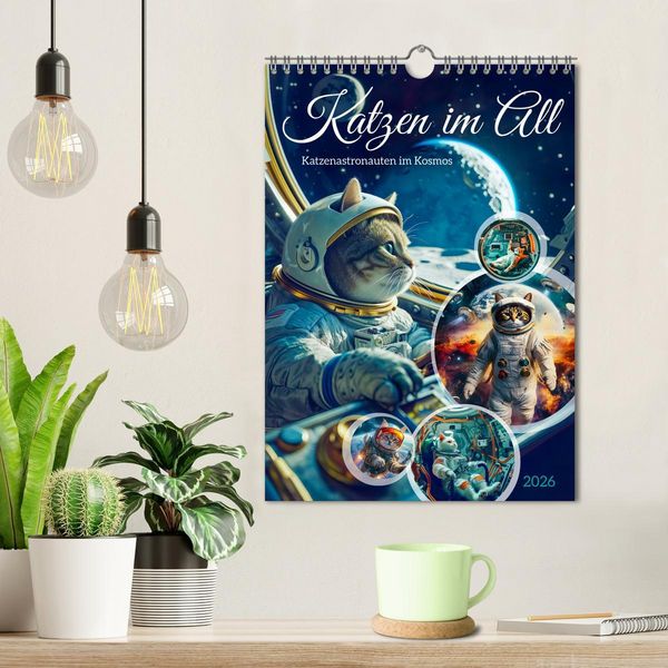 Produktbild: Katzen im All - Katzenastronauten im Kosmos (Wandkalender 2026 DIN A4 hoch), CALVENDO Monatskalender