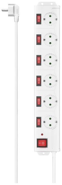 Produktbild: Hama 00223159, 6 AC-Ausg&auml;nge, 1,4 m, Kabelgebunden, Wei&szlig;, 3680 W