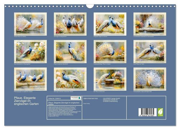 Produktbild: Pfaue. Elegante Zierv&ouml;gel im englischen Garten (Wandkalender 2027 DIN A3 quer), CALVENDO Monatskalender