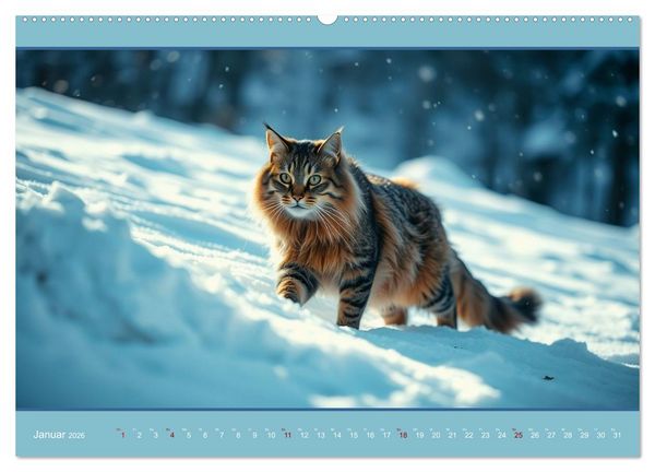 Produktbild: Maine Coon - Intelligent und verspielt (hochwertiger Premium Wandkalender 2026 DIN A2 quer), Kunstdruck in Hochglanz
