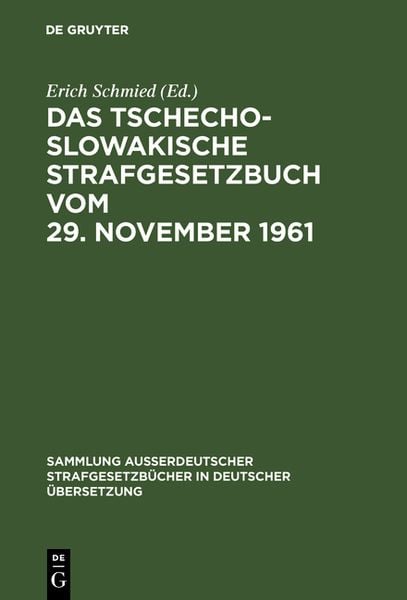 Produktbild: Das Tschechoslowakische Strafgesetzbuch vom 29. November 1961