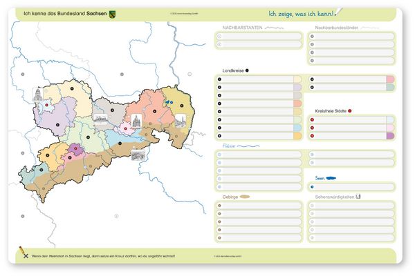 Produktbild: Ich kenne das Bundesland Sachsen- Lerntafel mit Stift