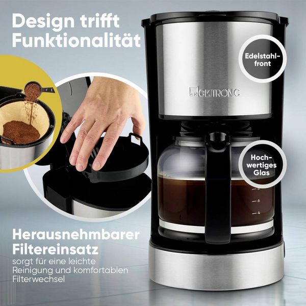 Produktbild: Clatronic KA 3808 Kaffeemaschine Edelstahl Fassungsverm&ouml;gen Tassen=12 Warmhaltefunktion, Glaskanne